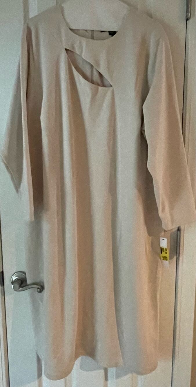Maggie London Crepe 3/4 sleeve Dress, Cream, $62, 22W, B59